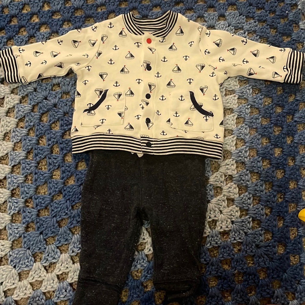 Baby boy outfit, button up 3 month shirt.